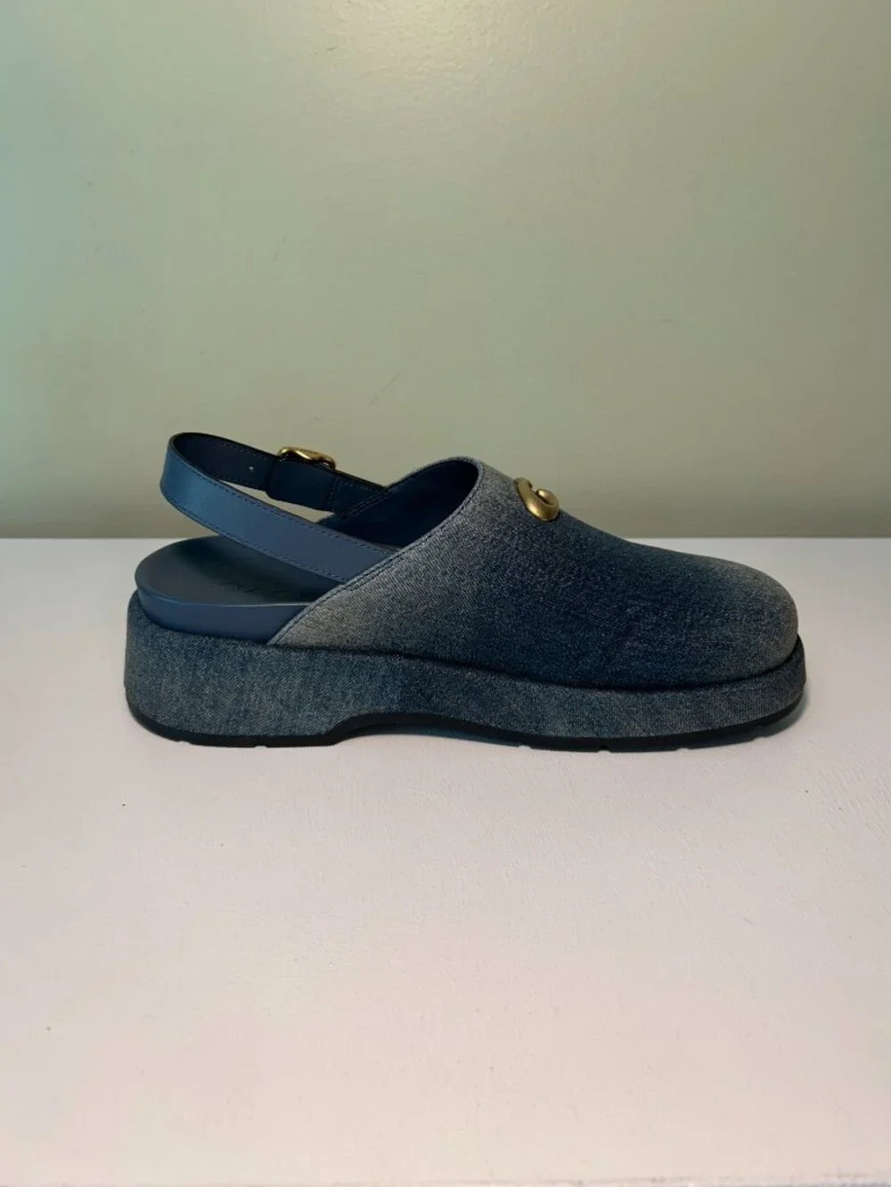 Coach Women's Sculpted C Platform Clog In Loved Denim